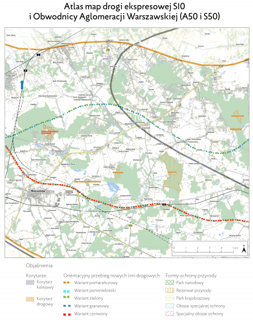 Atlas map drogi ekspresowej S10 i Obwodnicy Aglomeracji Warszawskiej (A50 i S50)