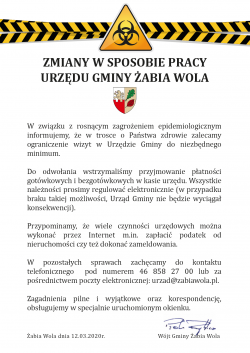 Zmiany w sposobie pracy Urzędu Gminy Żabia Wola