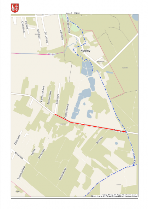 Mapa z oznaczonym zakresem inwestycji