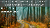 Informacja Koła Łowieckiego nr 233 „ROGACZ”