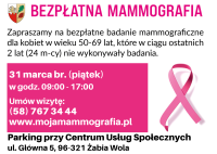 Bezpłatna mammografia - 31.03.2023 r.