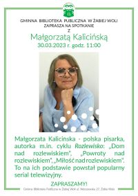 Spotkanie autorskie z Panią Małgorzatą Kalicińską