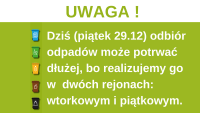 wydłużona realizacja odbioru odpadów