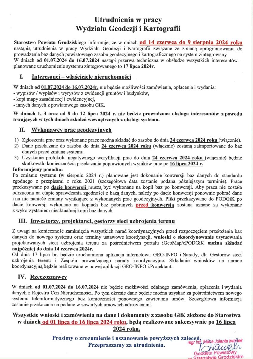 utrudnienia geodezja