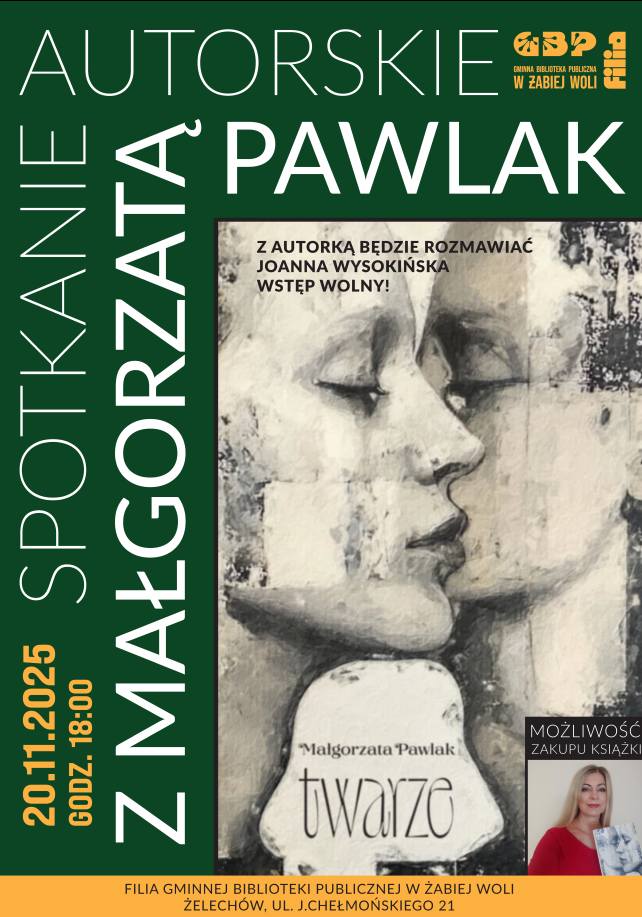 Plakat promujący spotkanie autorskie