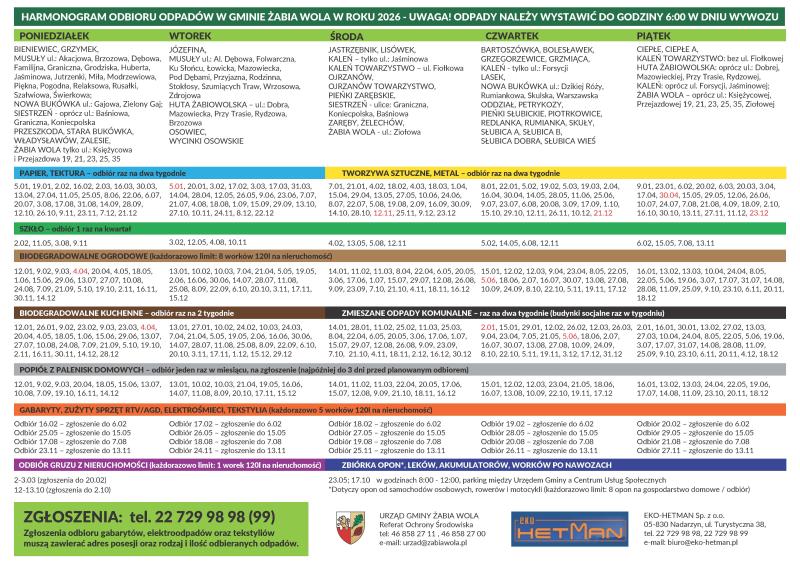 Harmonogram odbioru odpadów str2