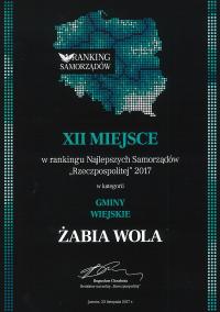 Dyplom ranking Najlepszych Samorządów 2017