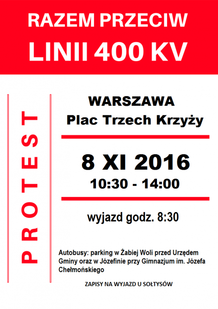 PROTEST przeciwko budowie linii 400 kV 8 listopada 2016