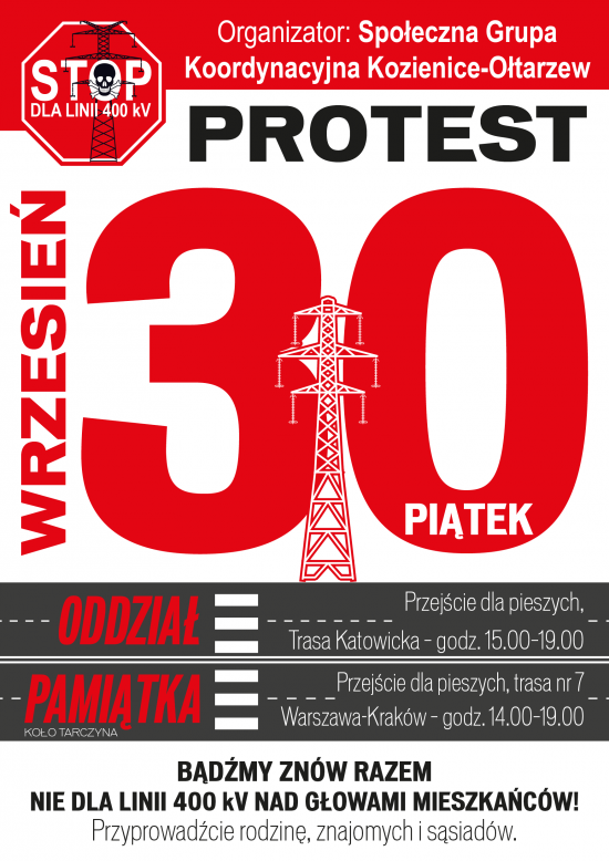 Akcja protestacyjna przeciwko budowie linii 400 kV - 30.09.2016 w m. Oddział