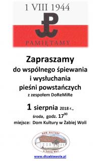 Wspólne śpiewanie w Domu Kultury - 01.08.2018 godz. 17:00