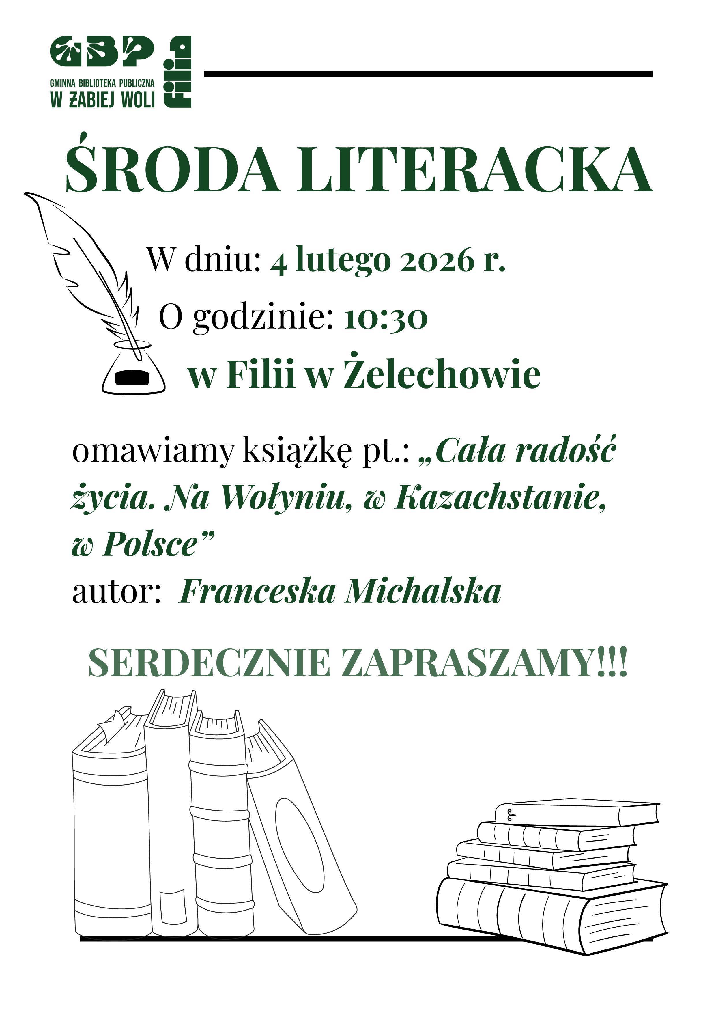 Środa Literacka w GBP - Filia w Żelechowie