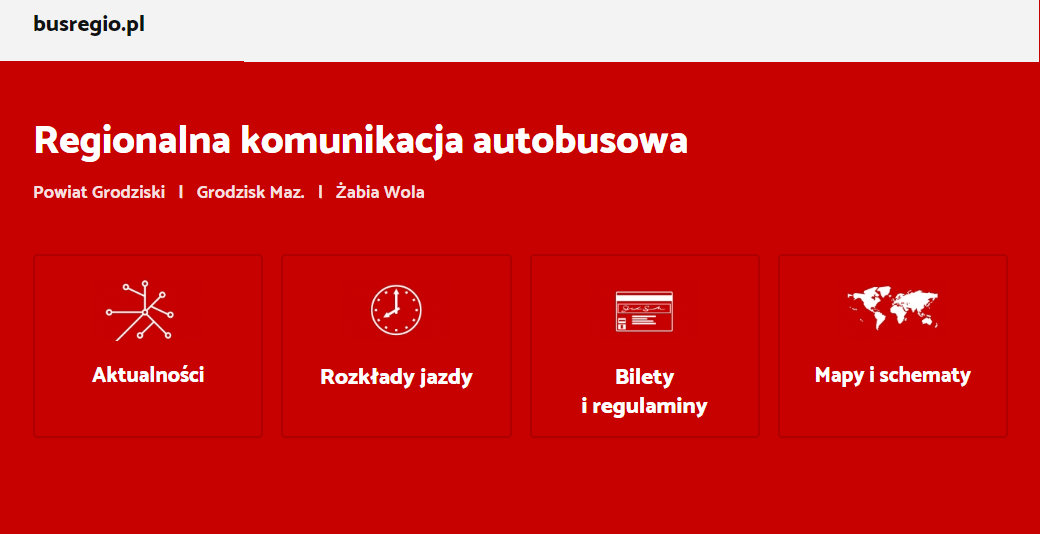 Strona internetowa z informacjami o nowych połączeniach autobusowych