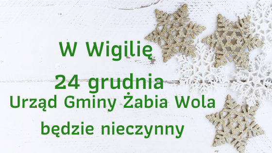 24 grudnia br. Urząd Gminy będzie nieczynny