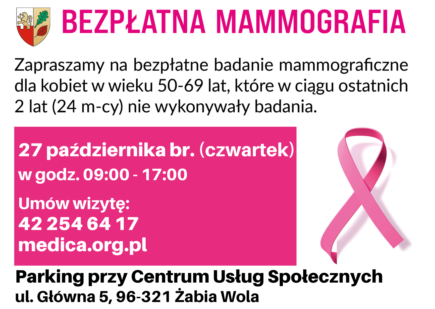 Bezpłatna mammografia - 25.10.2022 r.