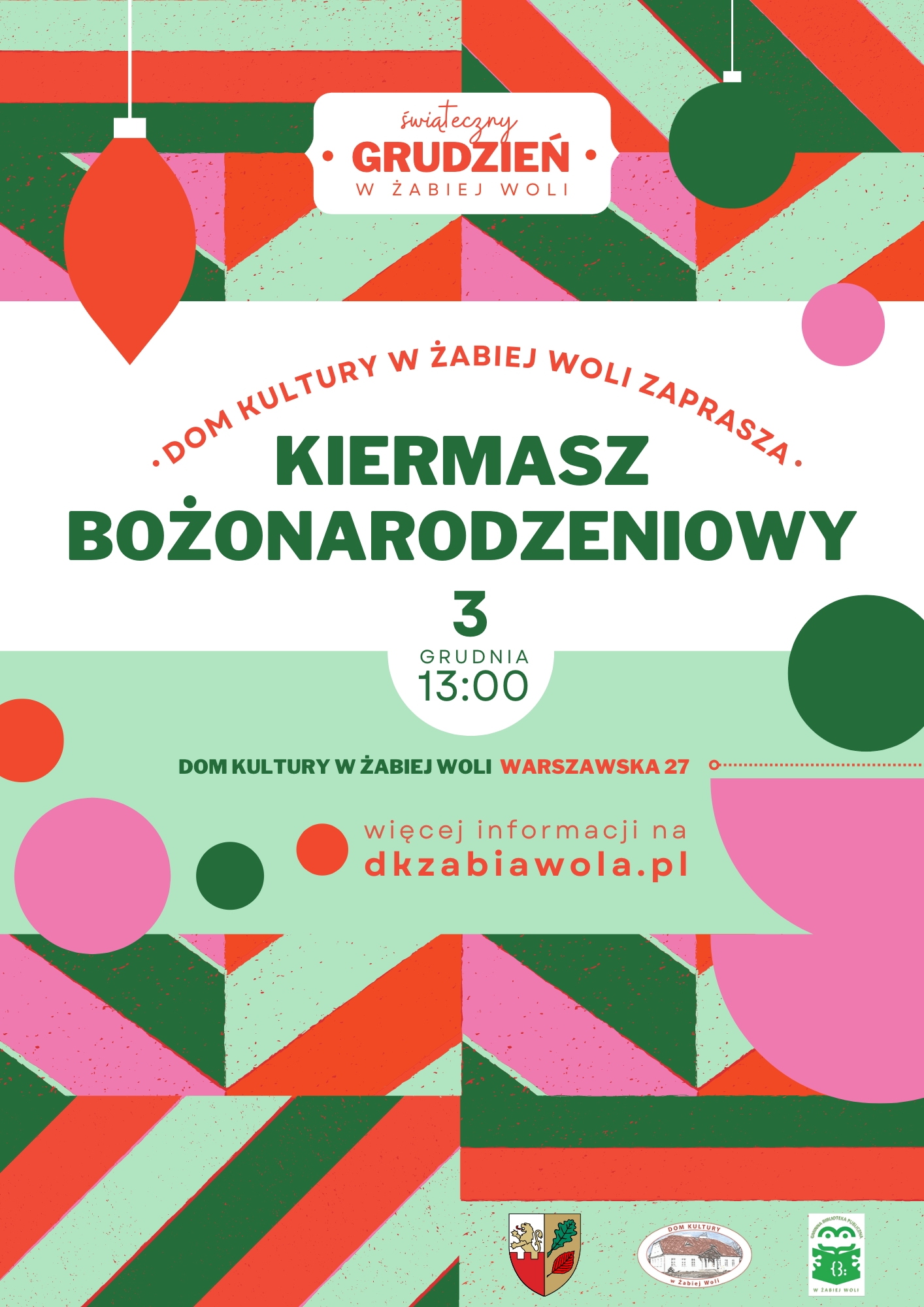 Dom Kultury w Żabiej Woli zaprasza 03.12.2022 r. - kiermasz bożonarodzeniowy