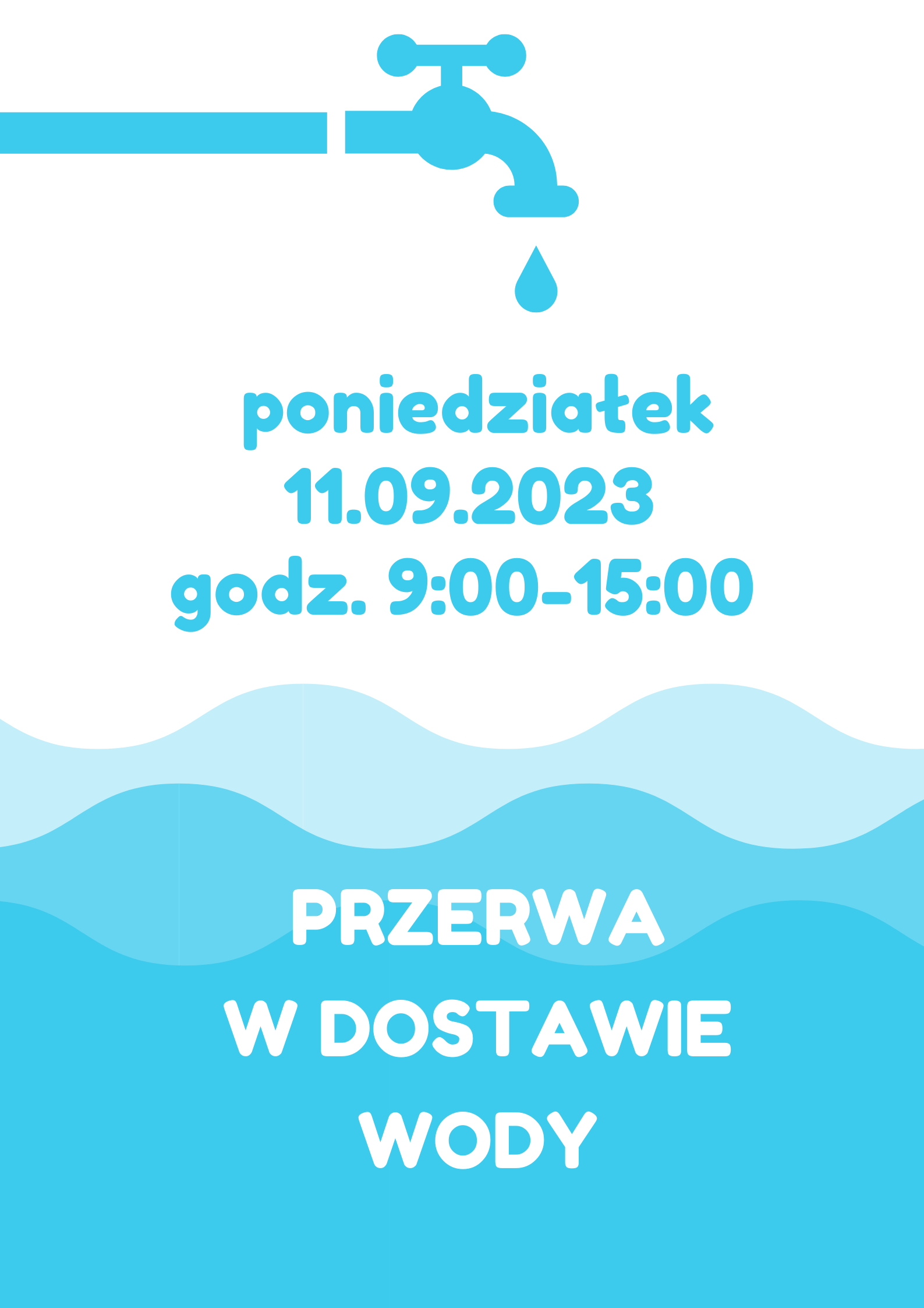 Przerwa w dostawie wody 11.09.2023 r. g. 9:00-15:00 Osowiec