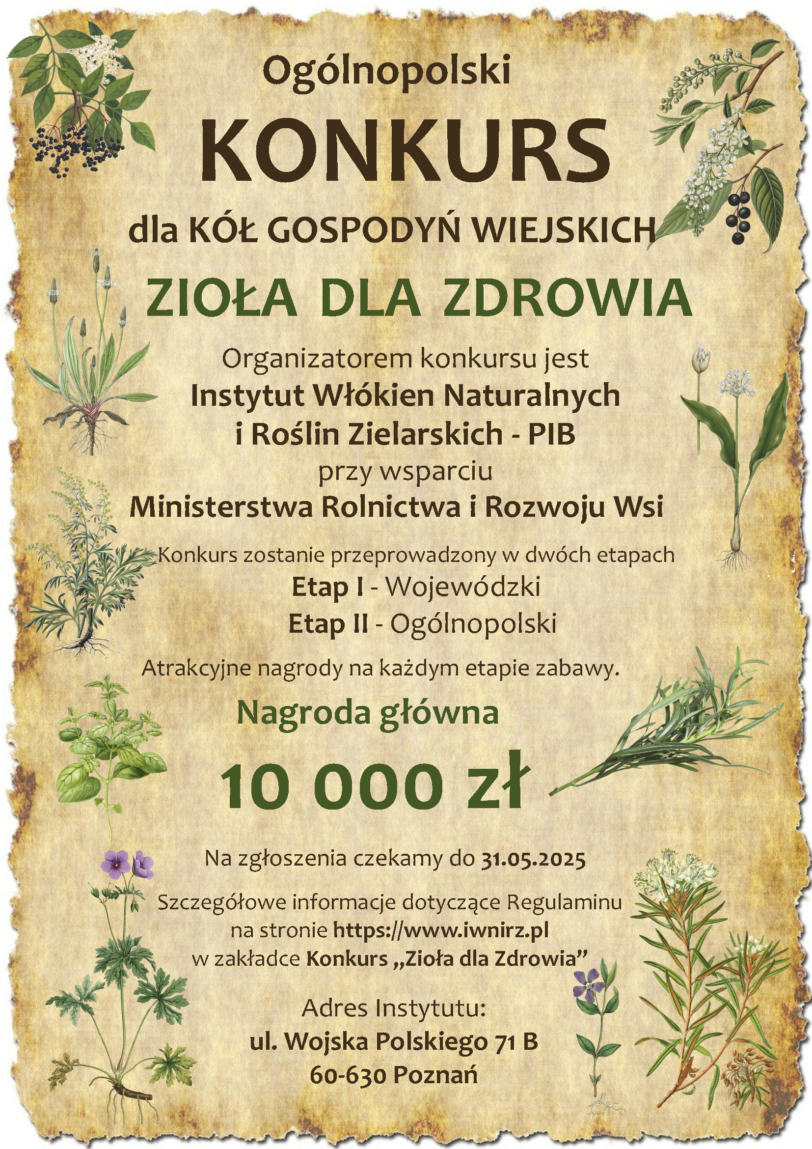 Konkurs „Zioła dla Zdrowia” pod patronatem Ministra Rolnictwa i Rozwoju Wsi