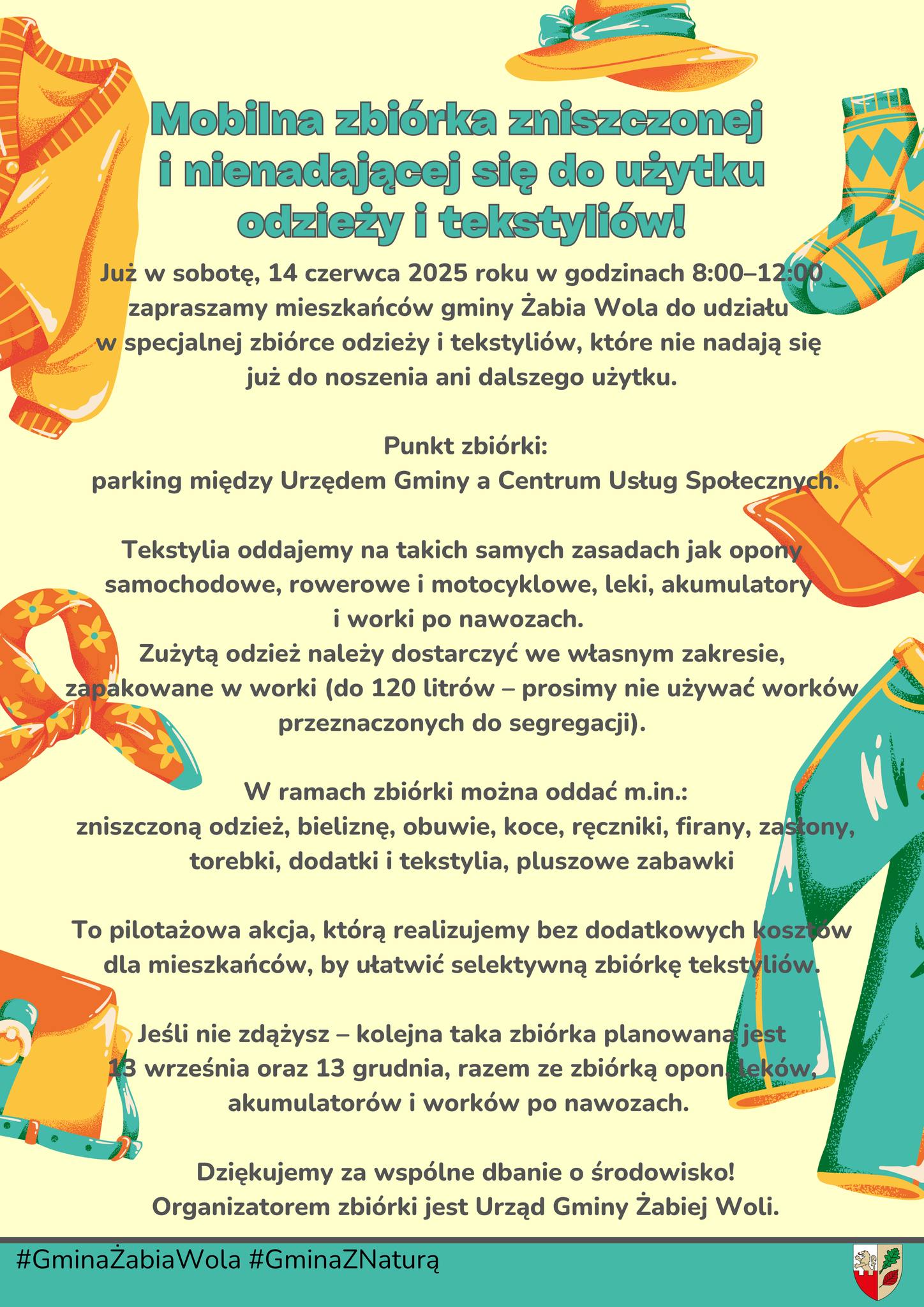 Mobilna zbiórka zniszczonej i nienadającej się do użytku odzieży i tekstyliów