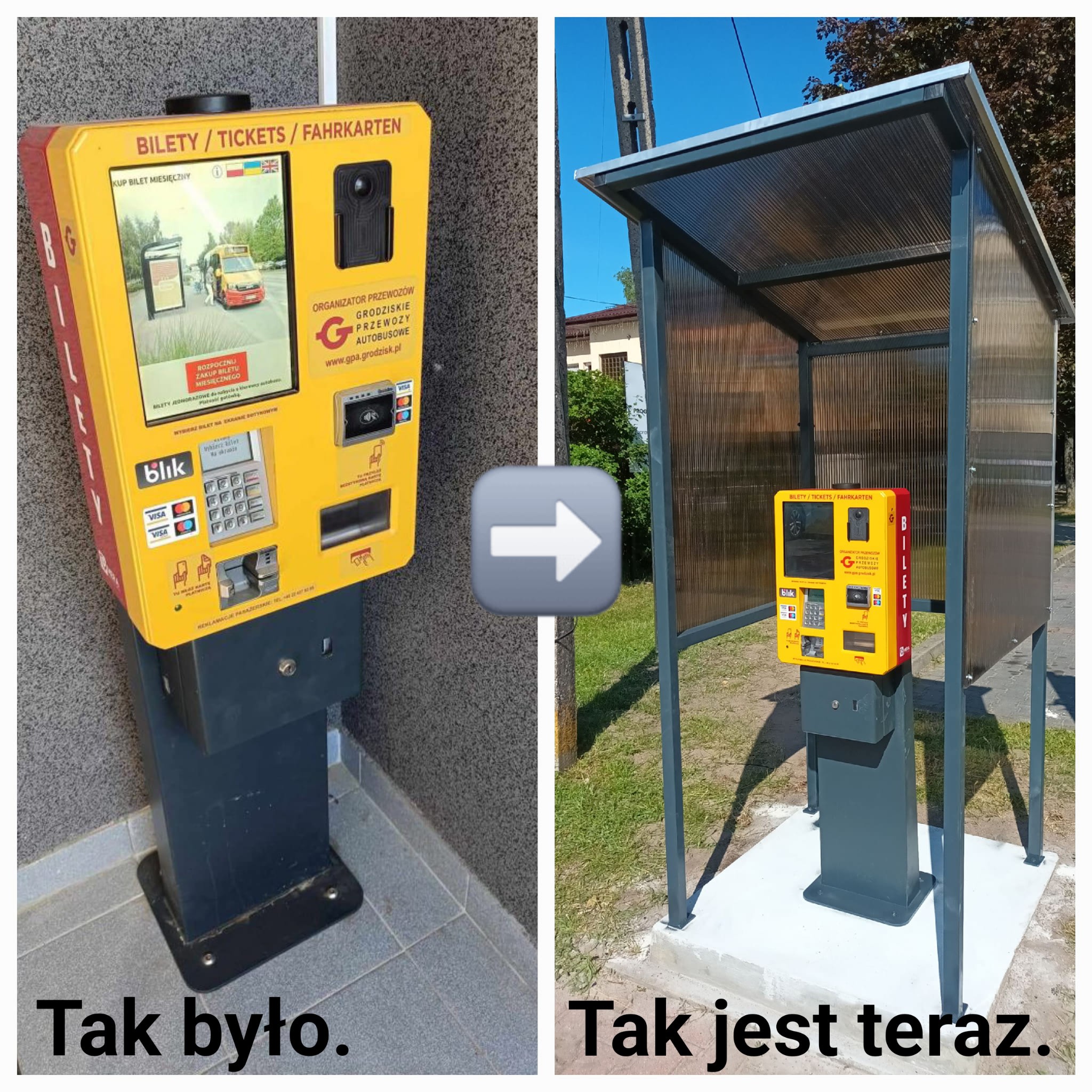 Nowa lokalizacja biletomatu Grodziskich Przewozów Autobusowych