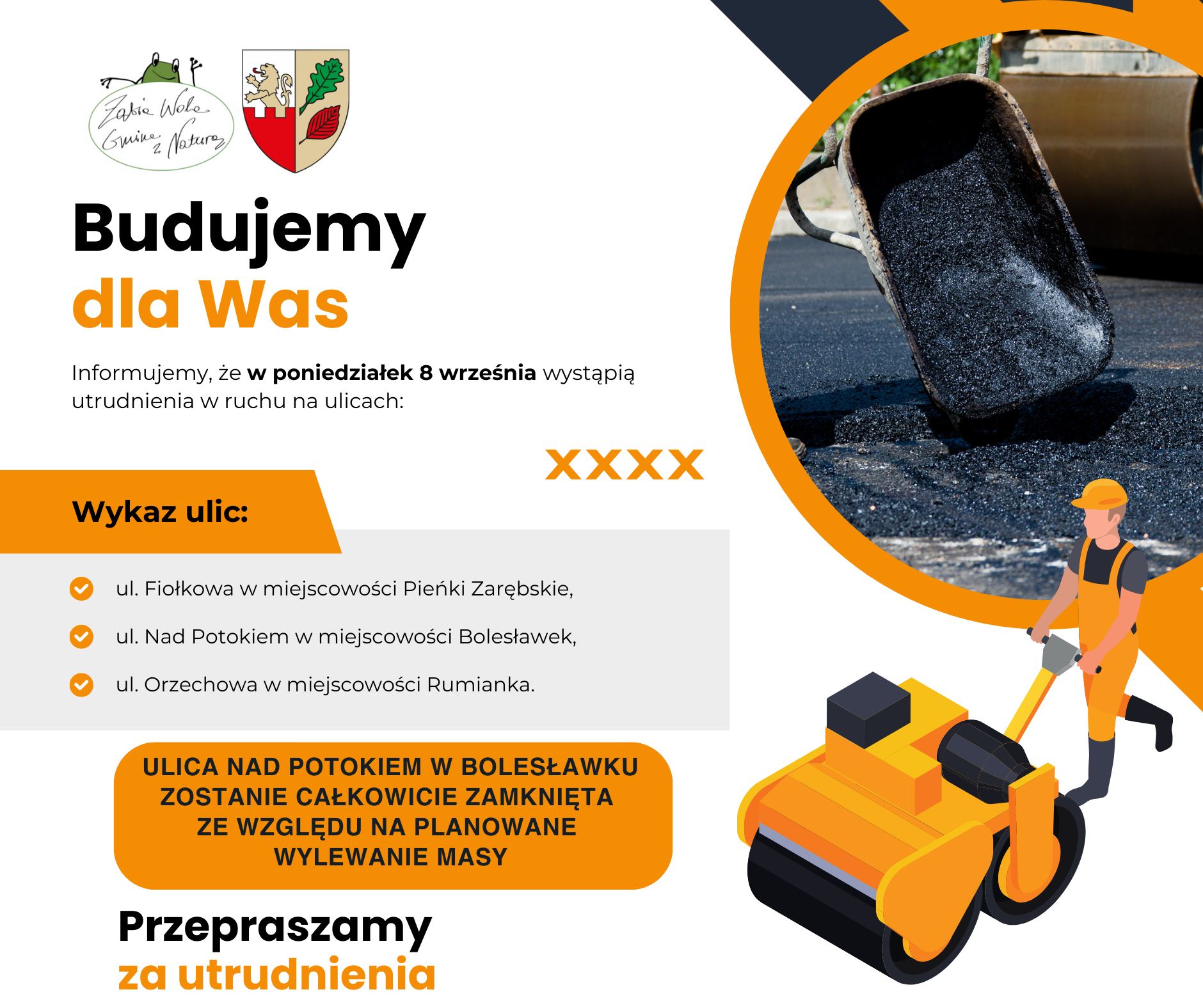 UWAGA! W poniedziałek 08.09.2025 utrudnienia w ruchu
