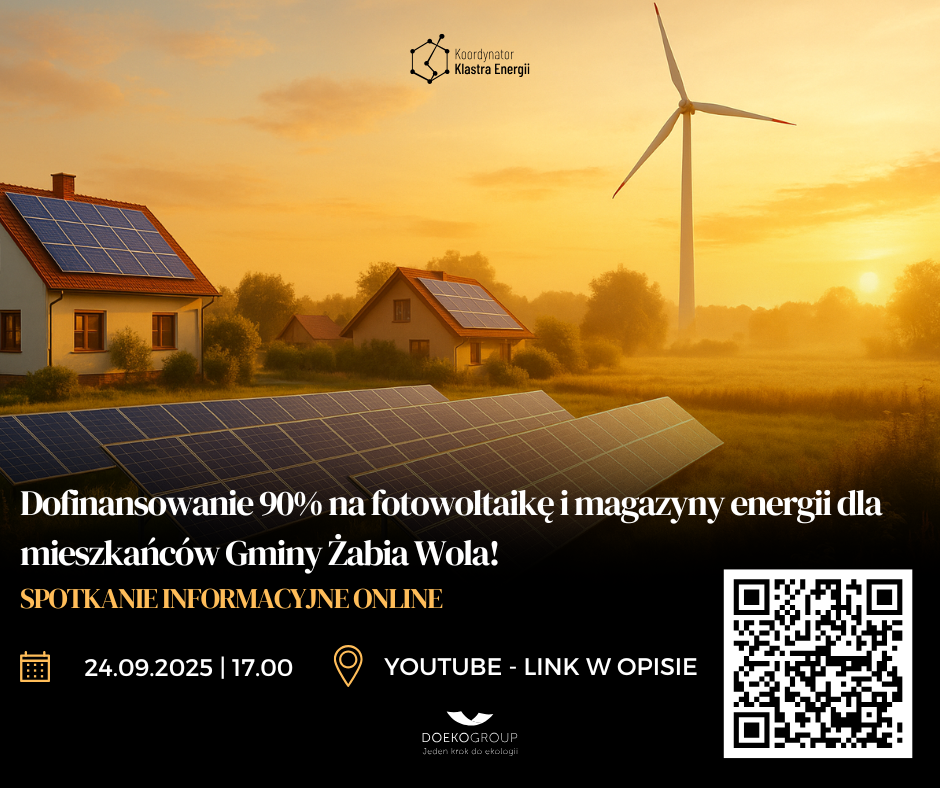 Dofinansowanie 90% na fotowoltaikę i magazyny energii dla Mieszkańców Gminy Żabia Wola - spotkanie informacyjne