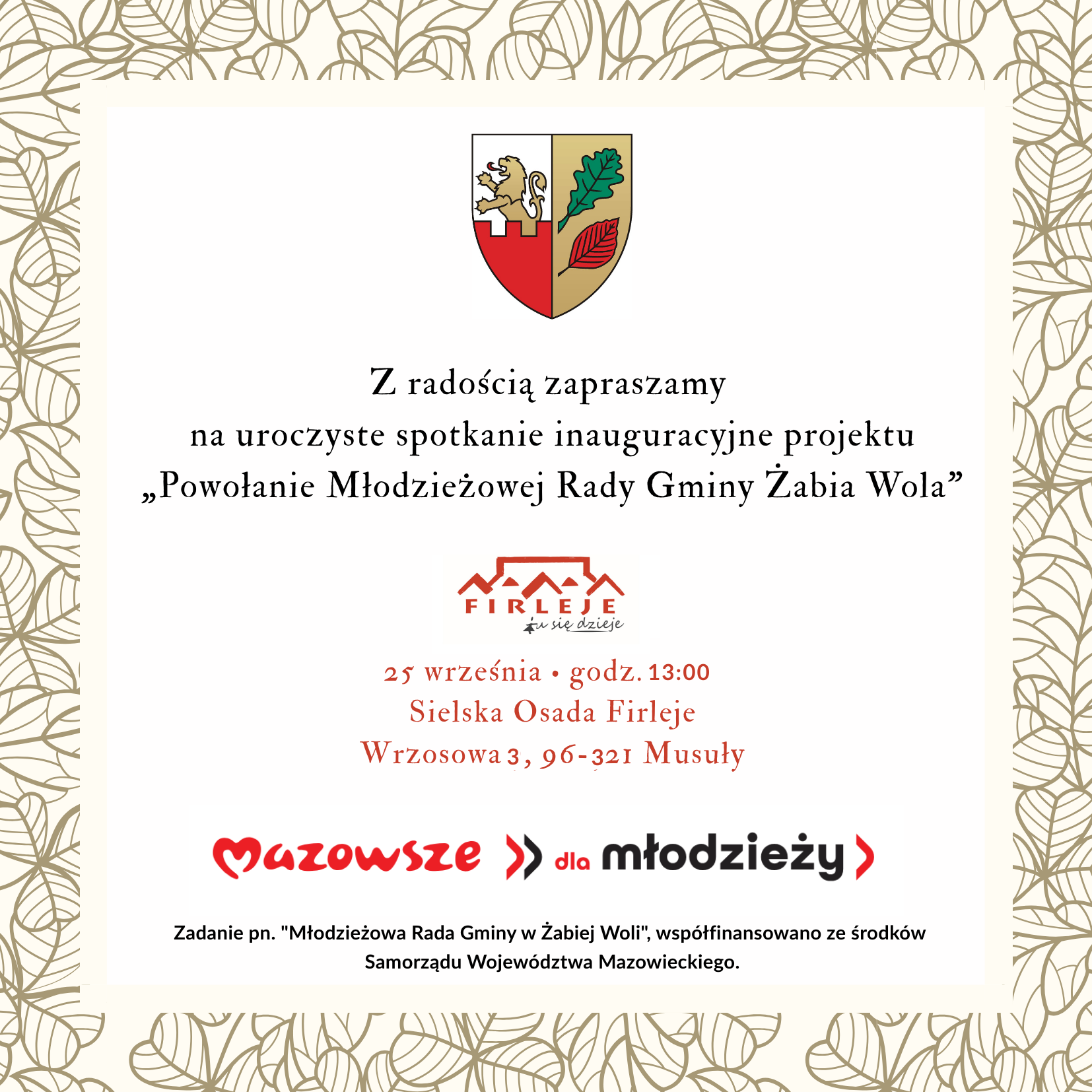 Uroczyste spotkanie inauguracyjne projektu „Powołanie Młodzieżowej Rady Gminy Żabia Wola”