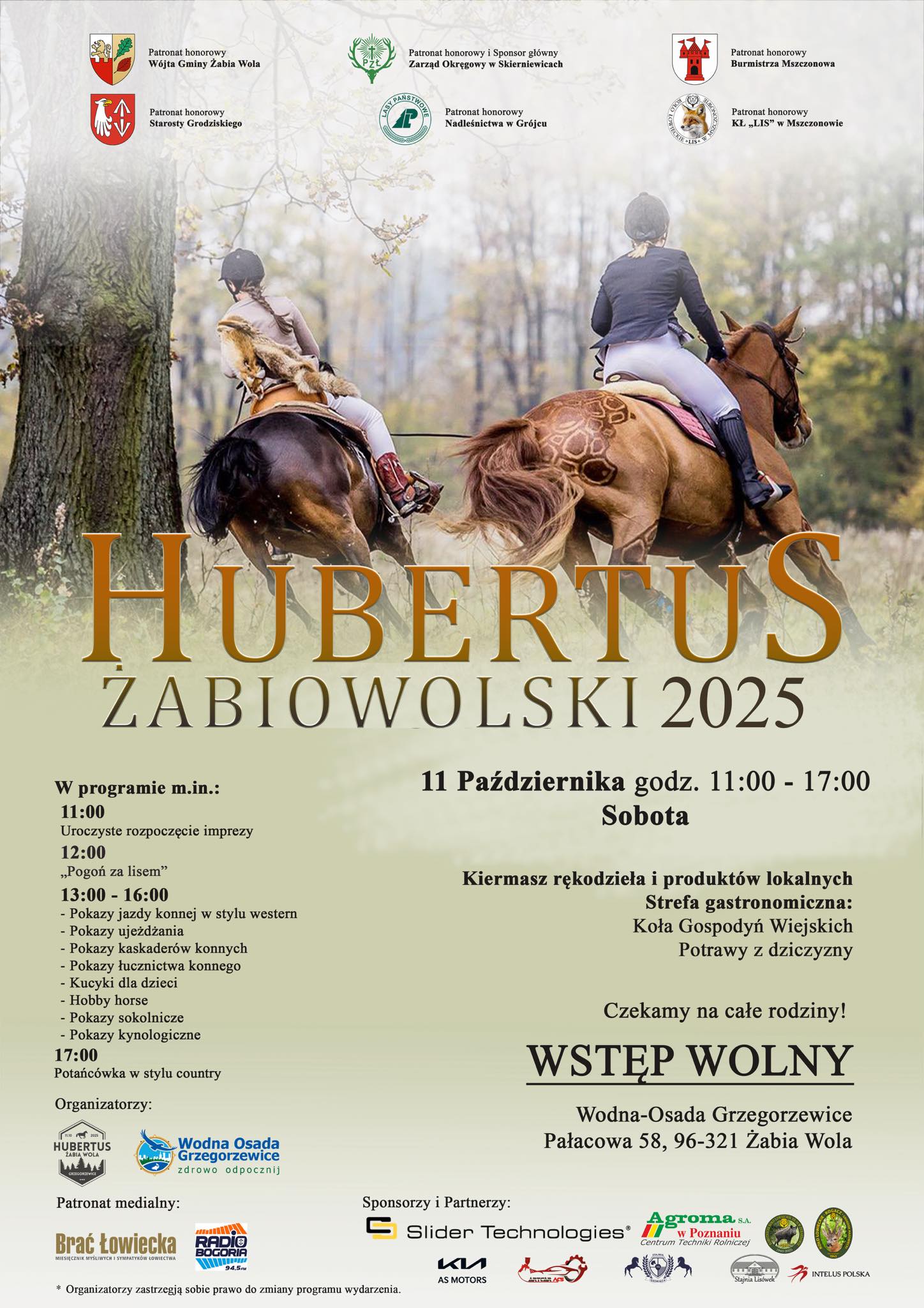 Hubertus Żabiowolski 2025 - sobota 11 października w Grzegorzewicach