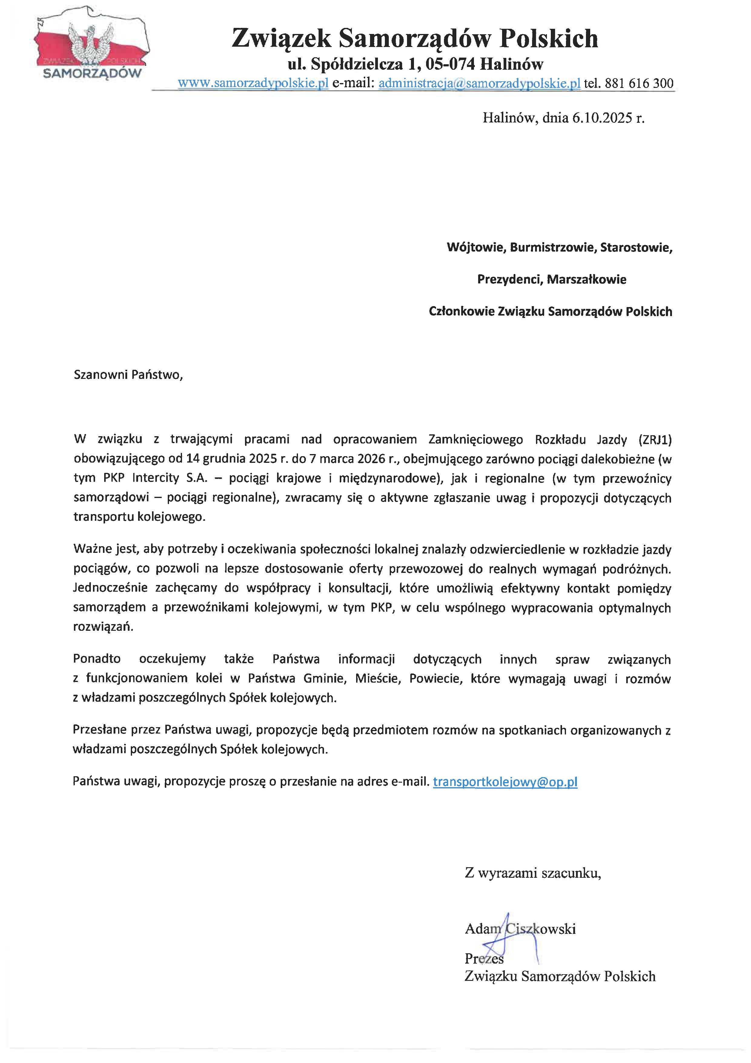 Zgłoś uwag i propozycje dotyczące transportu kolejowego