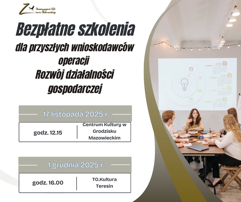 Bezpłatne szkolenia dla osób planujących rozwój działalności gospodarczej