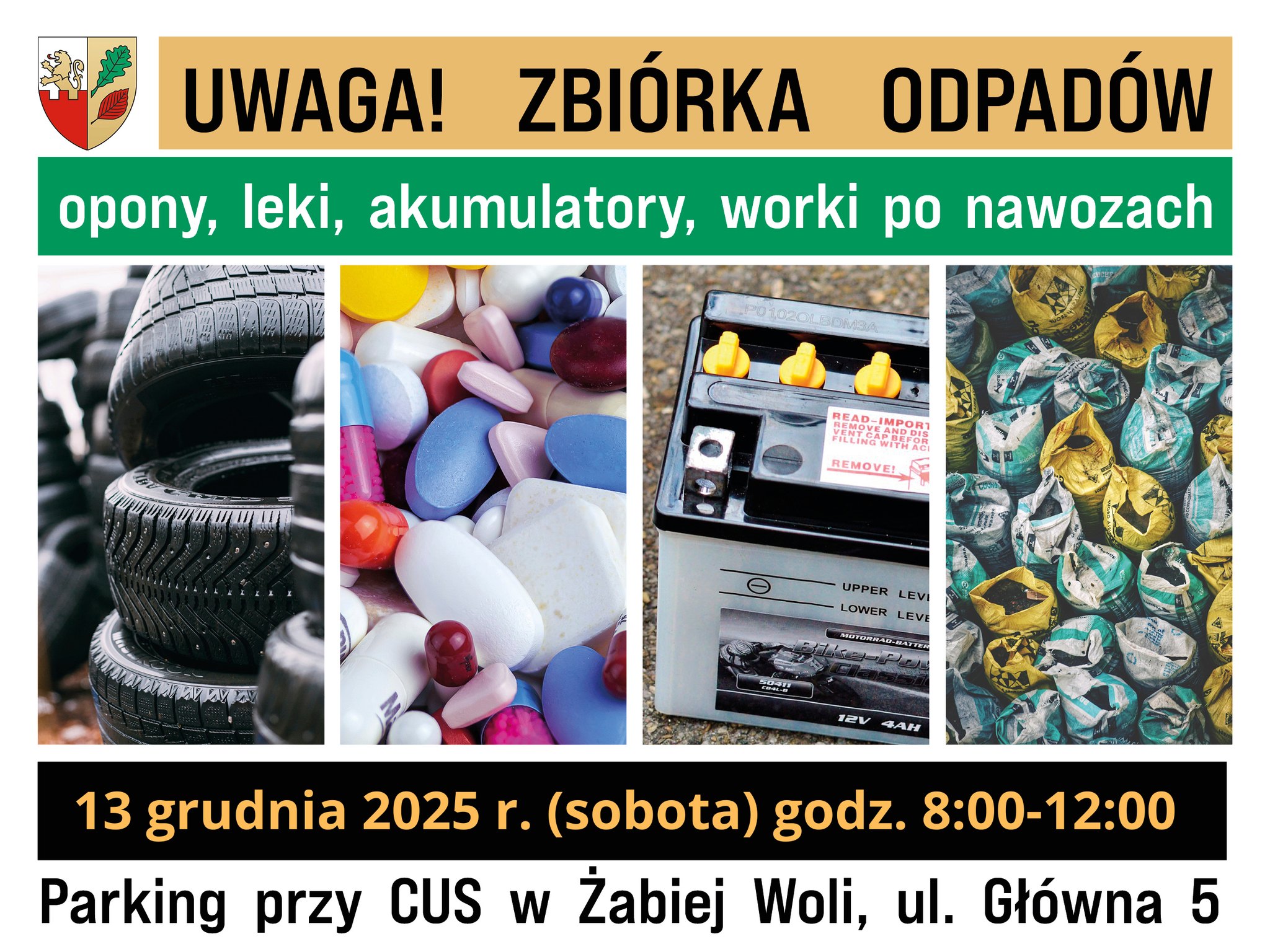 Zbiórka odpadów: opony, leki, akumulatory, worki po nawozach rolniczych
