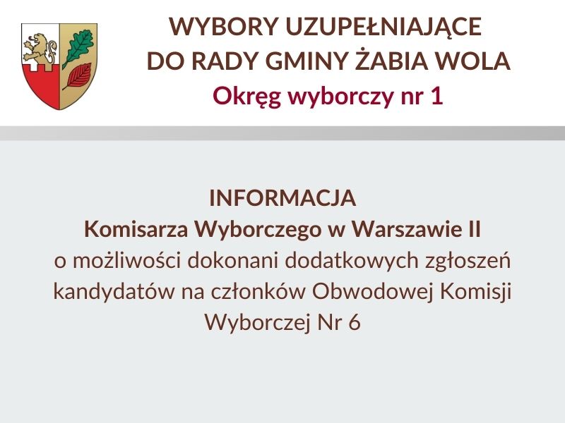 Wybory Uzupełniające do Rady Gminy Żabia Wola