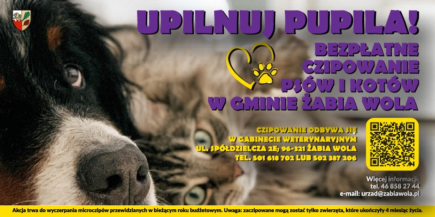 Bezplatne czipowanie psów i kotów w Gminie Żabia Wola 2026 r.