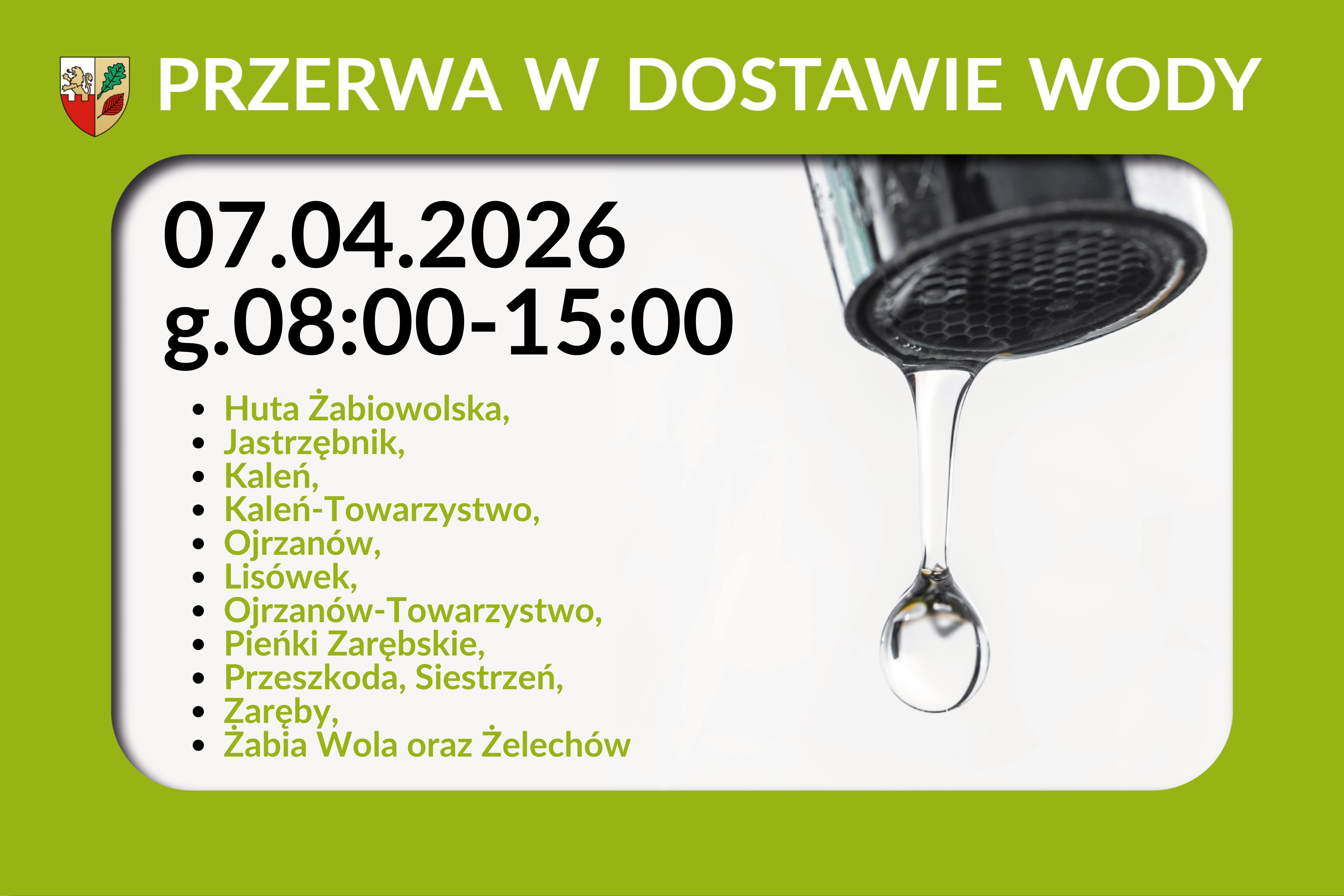 Przerwa w dostawie wody 07.04.2026 r. SUW Żelechów