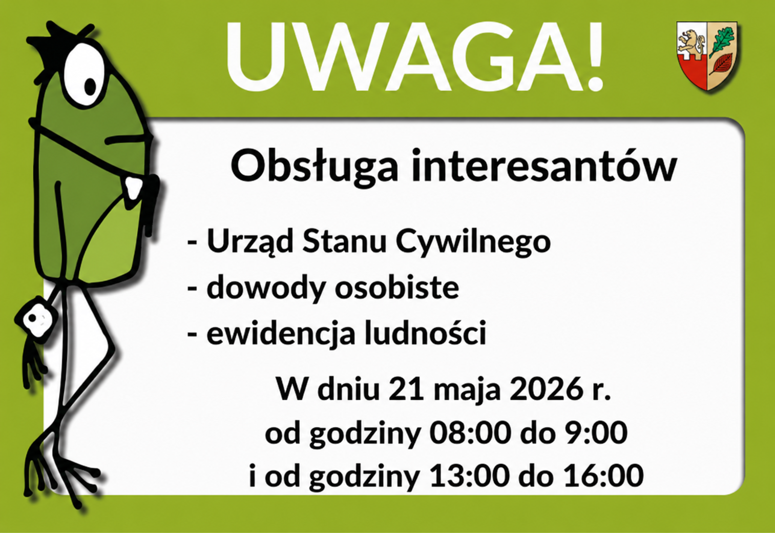 Załatwianie spraw z zakresu USC, ewidencji ludności i dowodów osobistych