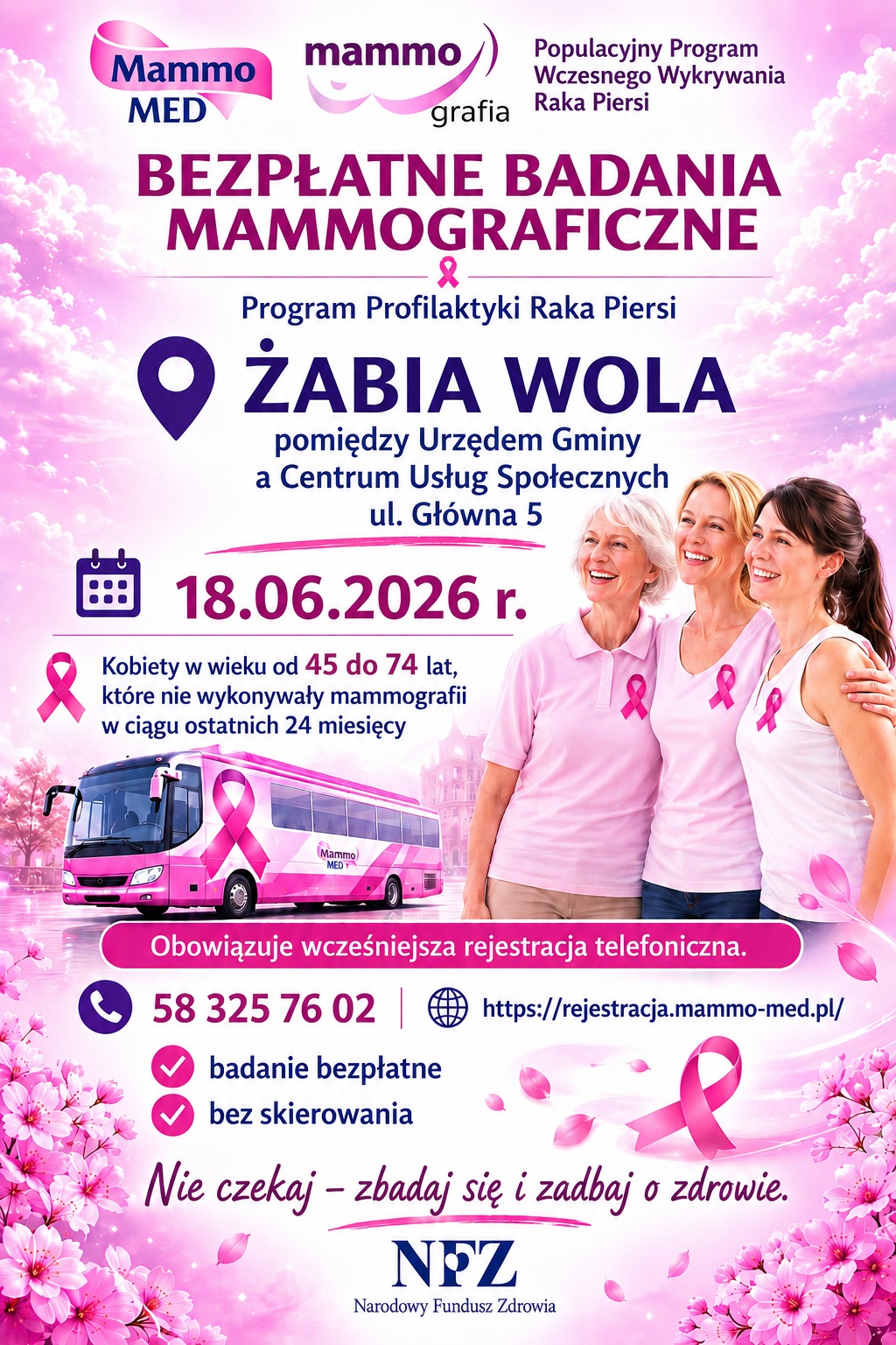 Bezpłatna mammografia dla mieszkanek Gminy Żabia Wola